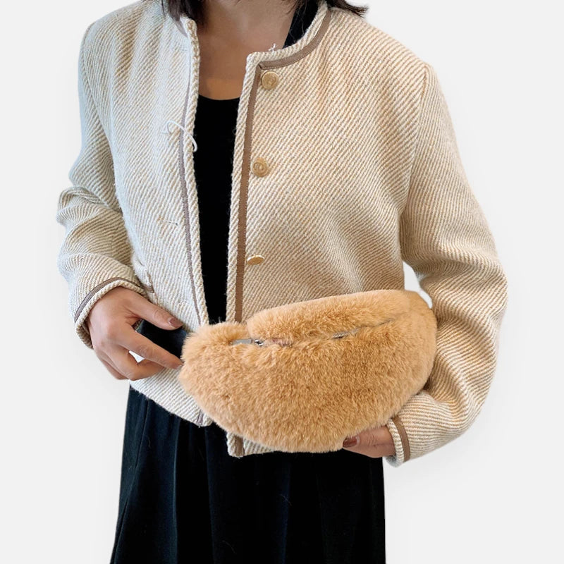 Grand sac banane en fausse fourrure chic Félicie