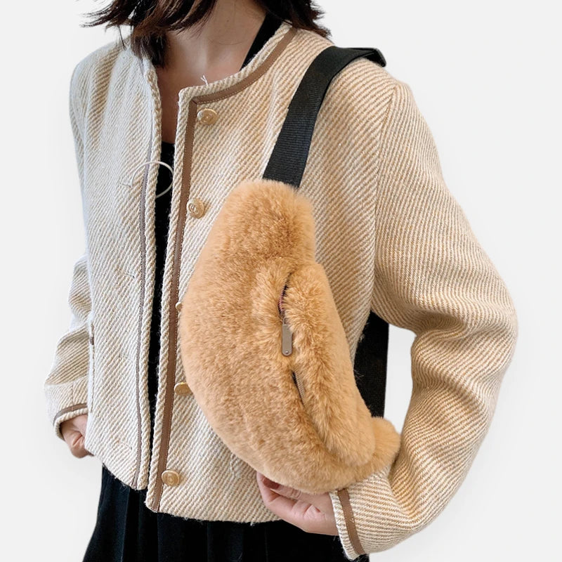 Grand sac banane en fausse fourrure chic Félicie