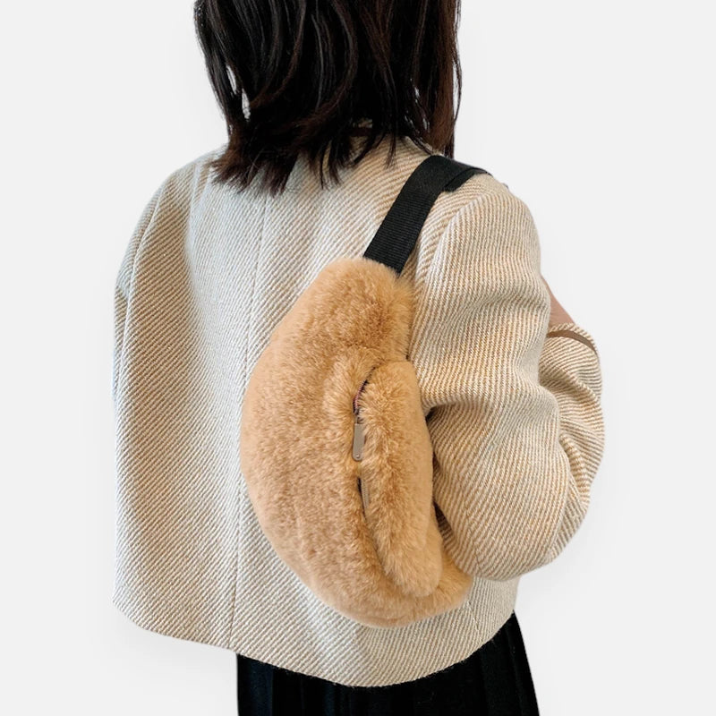 Grand sac banane en fausse fourrure chic Félicie