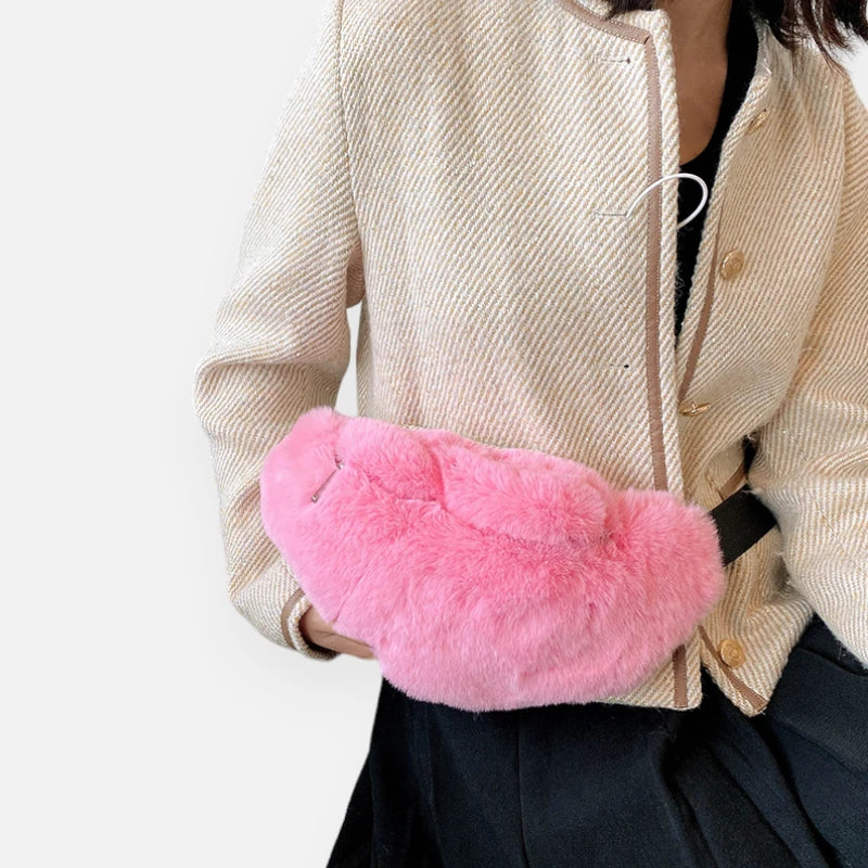 Grand sac banane en fausse fourrure chic Félicie