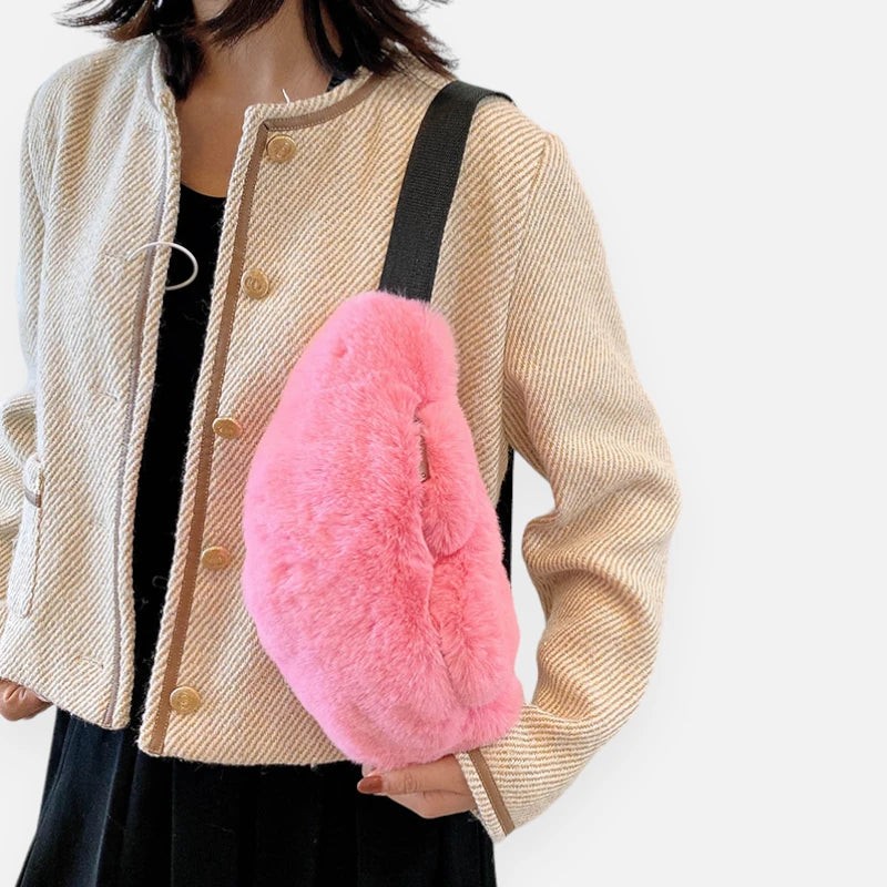 Grand sac banane en fausse fourrure chic Félicie