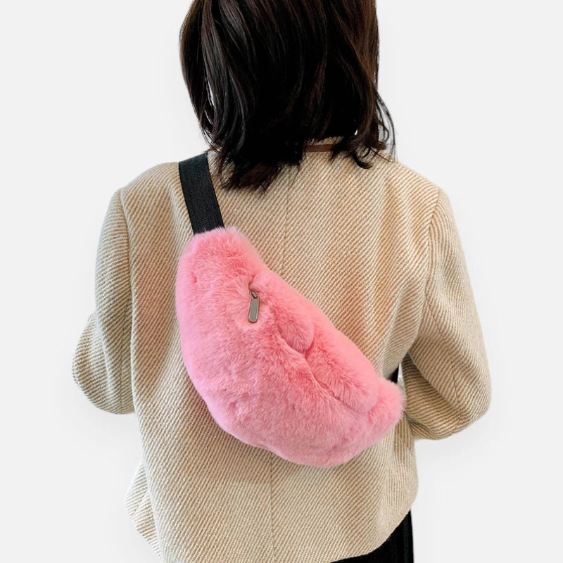 Grand sac banane en fausse fourrure chic Félicie