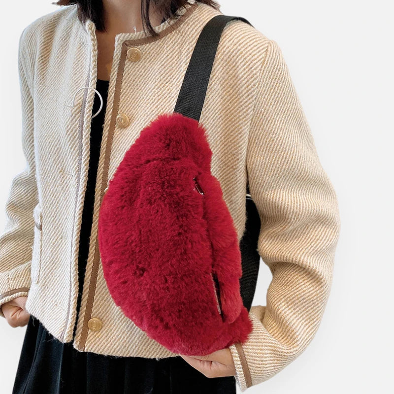 Grand sac banane en fausse fourrure chic Félicie