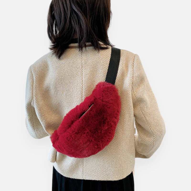 Grand sac banane en fausse fourrure chic Félicie