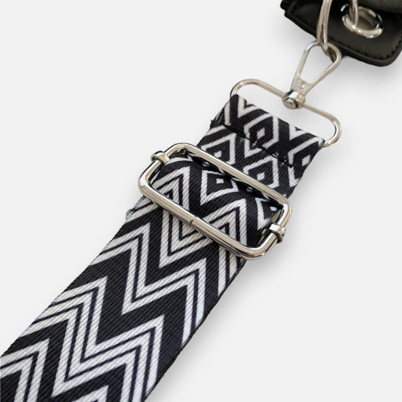 Sac banane cuir noir à bandoulière avec strass Elina