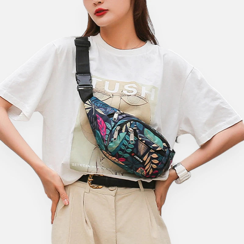 Sac banane tissu à motif feuillage tendance Paulette