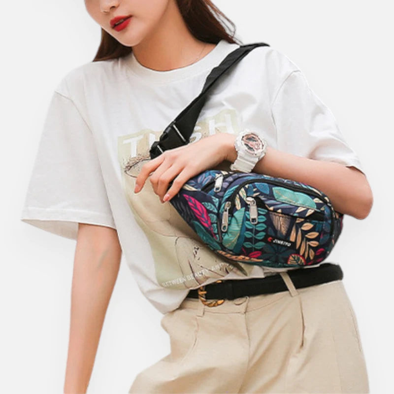 Sac banane tissu à motif feuillage tendance Paulette