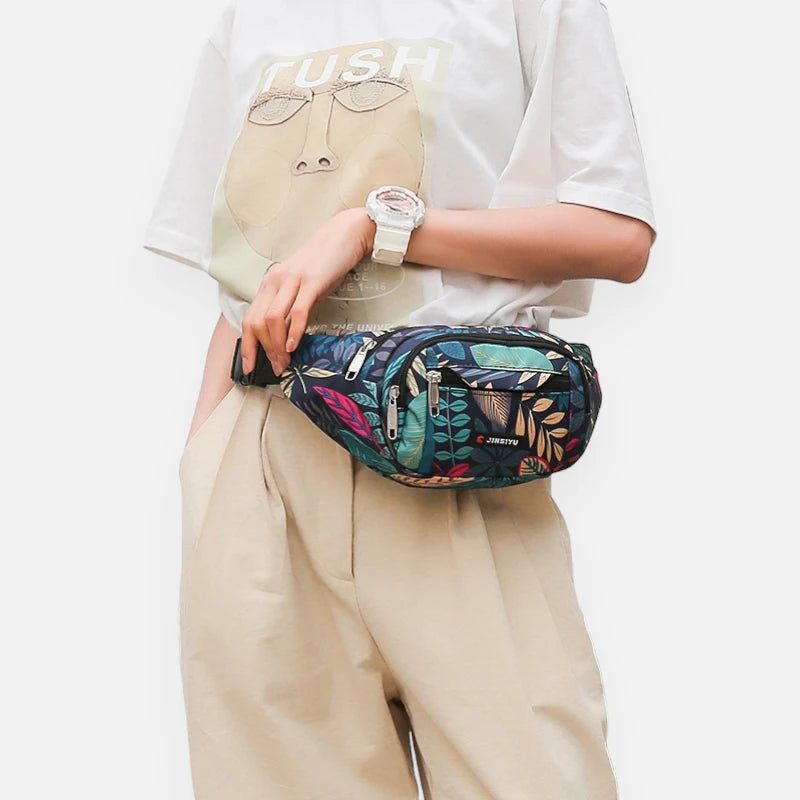 Sac banane tissu à motif feuillage tendance Paulette