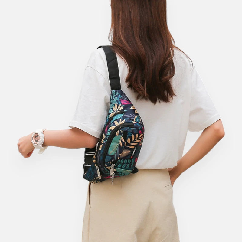 Sac banane tissu à motif feuillage tendance Paulette