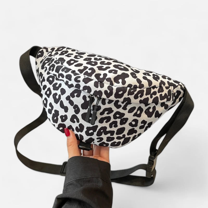 Sac banane léopard blanc en tissu Bianca