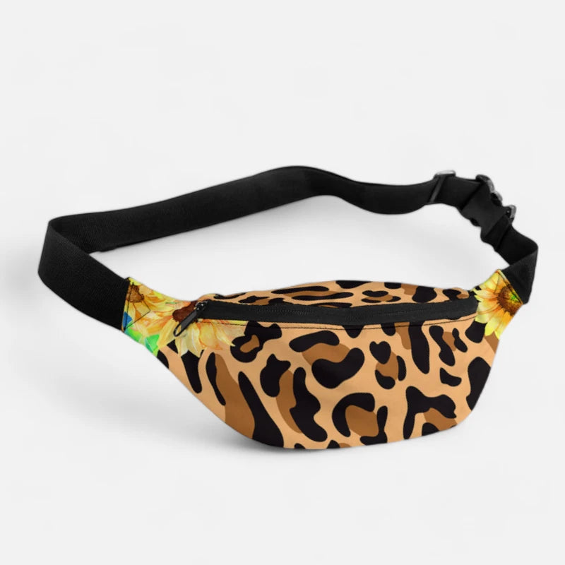 Sac banane léopard avec motif floral en tissu Floriane