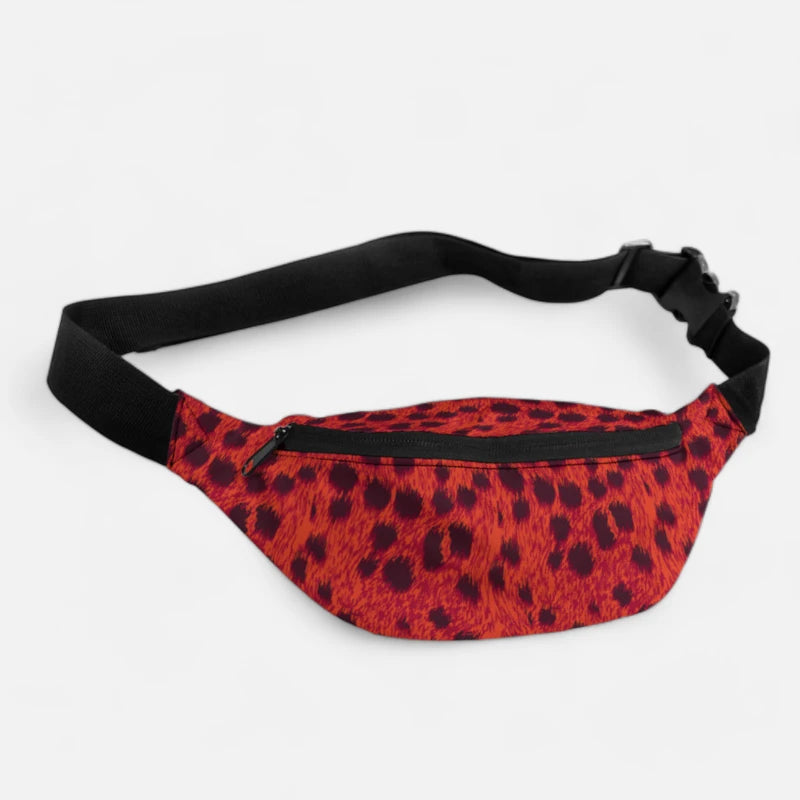 Sac banane léopard rouge en tissu Roxane