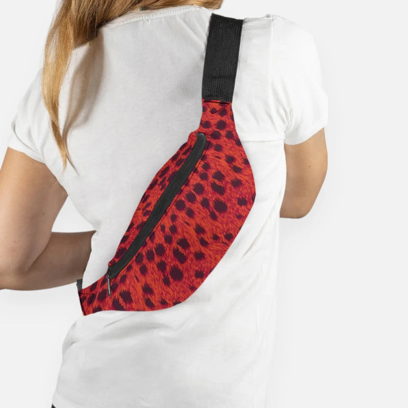 Sac banane léopard rouge en tissu Roxane