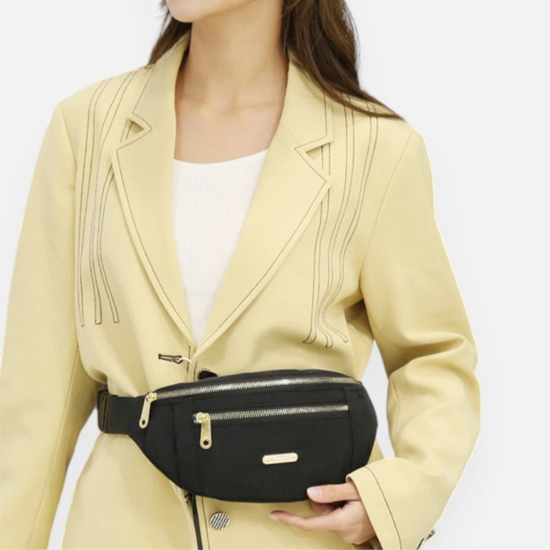 Sac banane tissu à fermeture doré Chantal