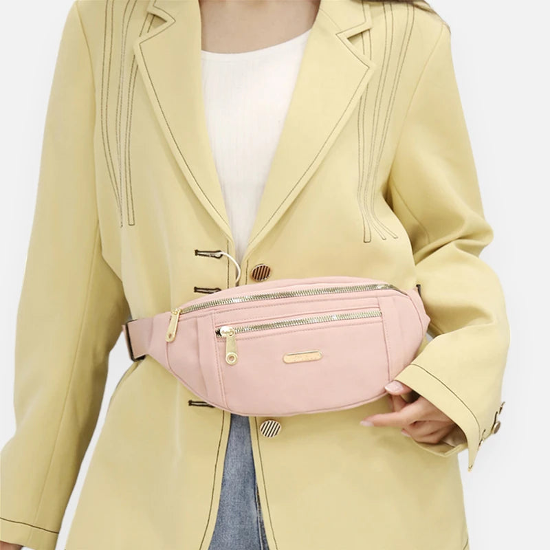 Sac banane tissu à fermeture doré Chantal