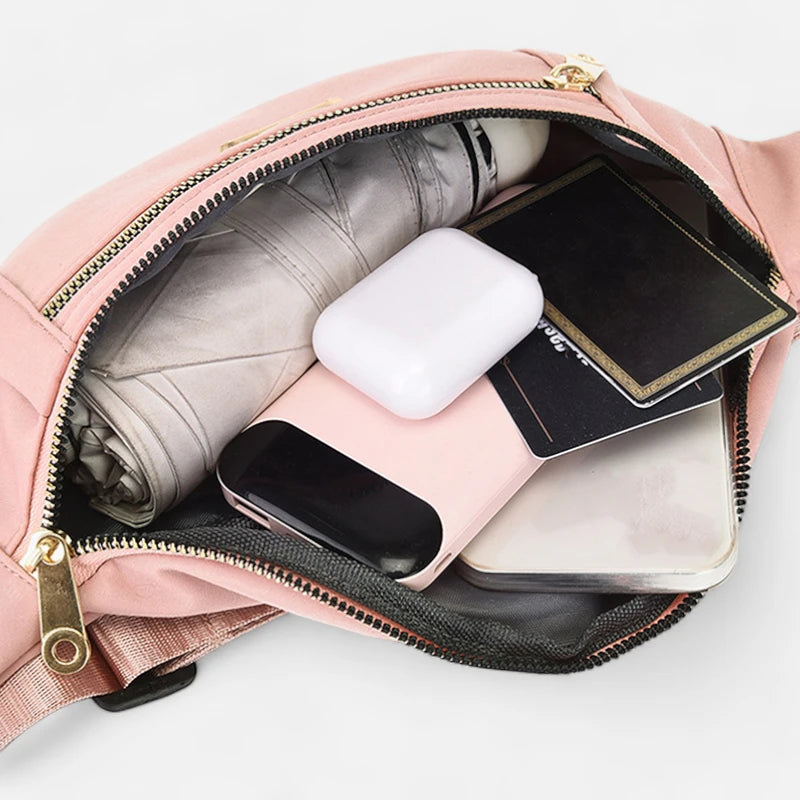 Sac banane tissu à fermeture doré Chantal