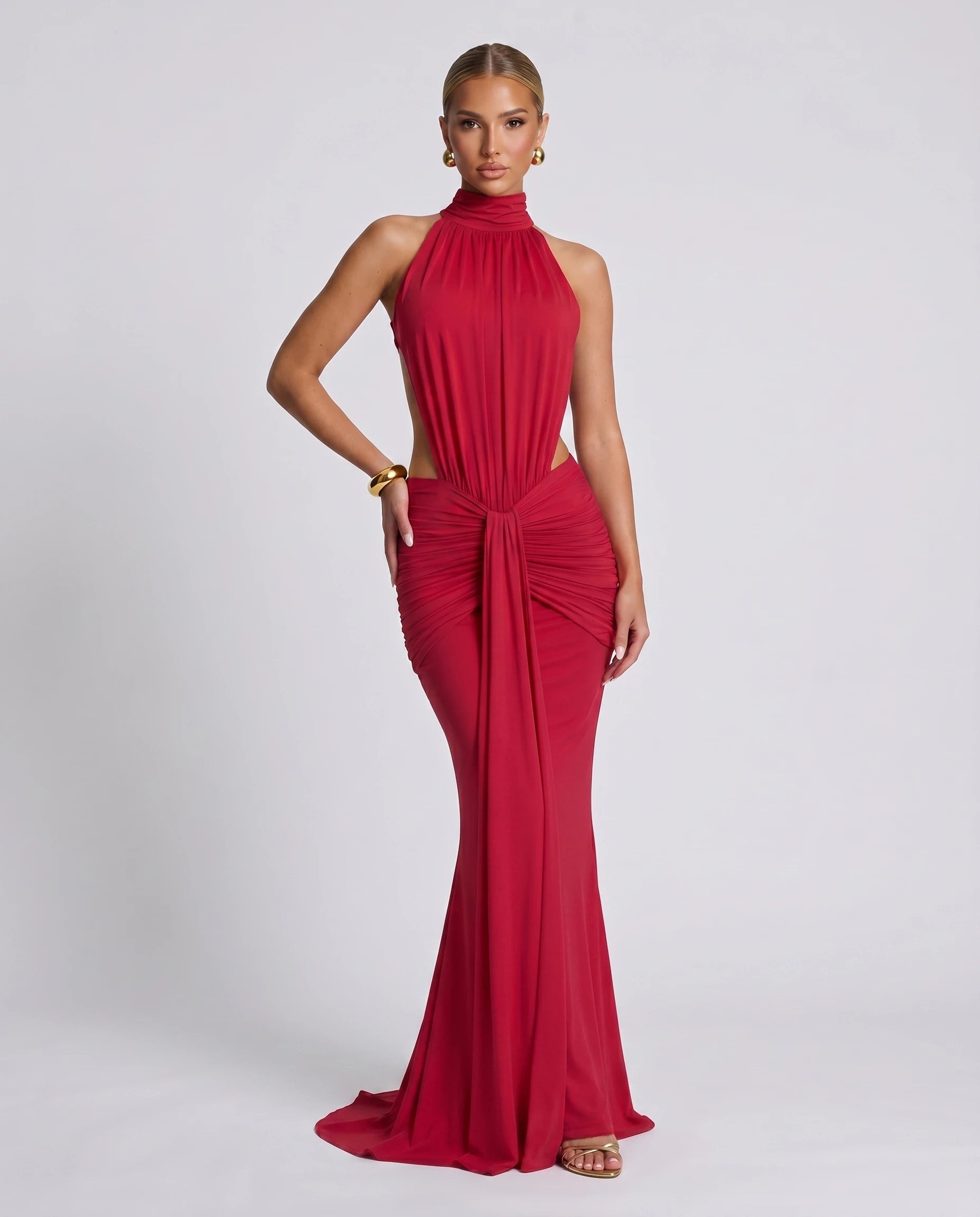 Robe longue sirène en jersey — frontal