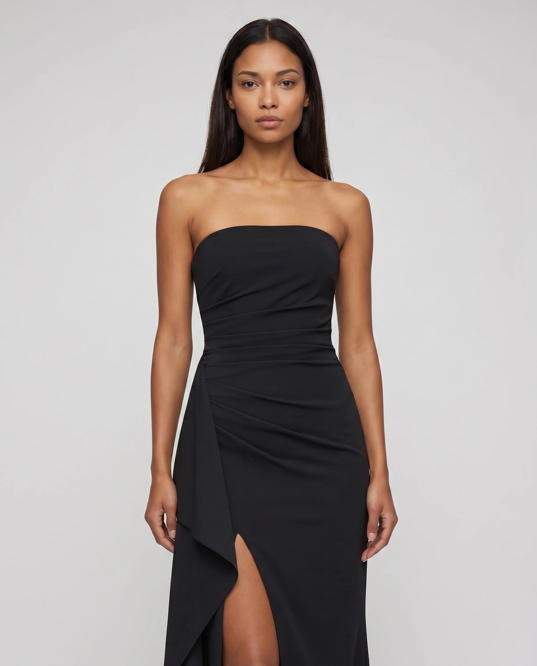 Robe longue bustier noir et blanc