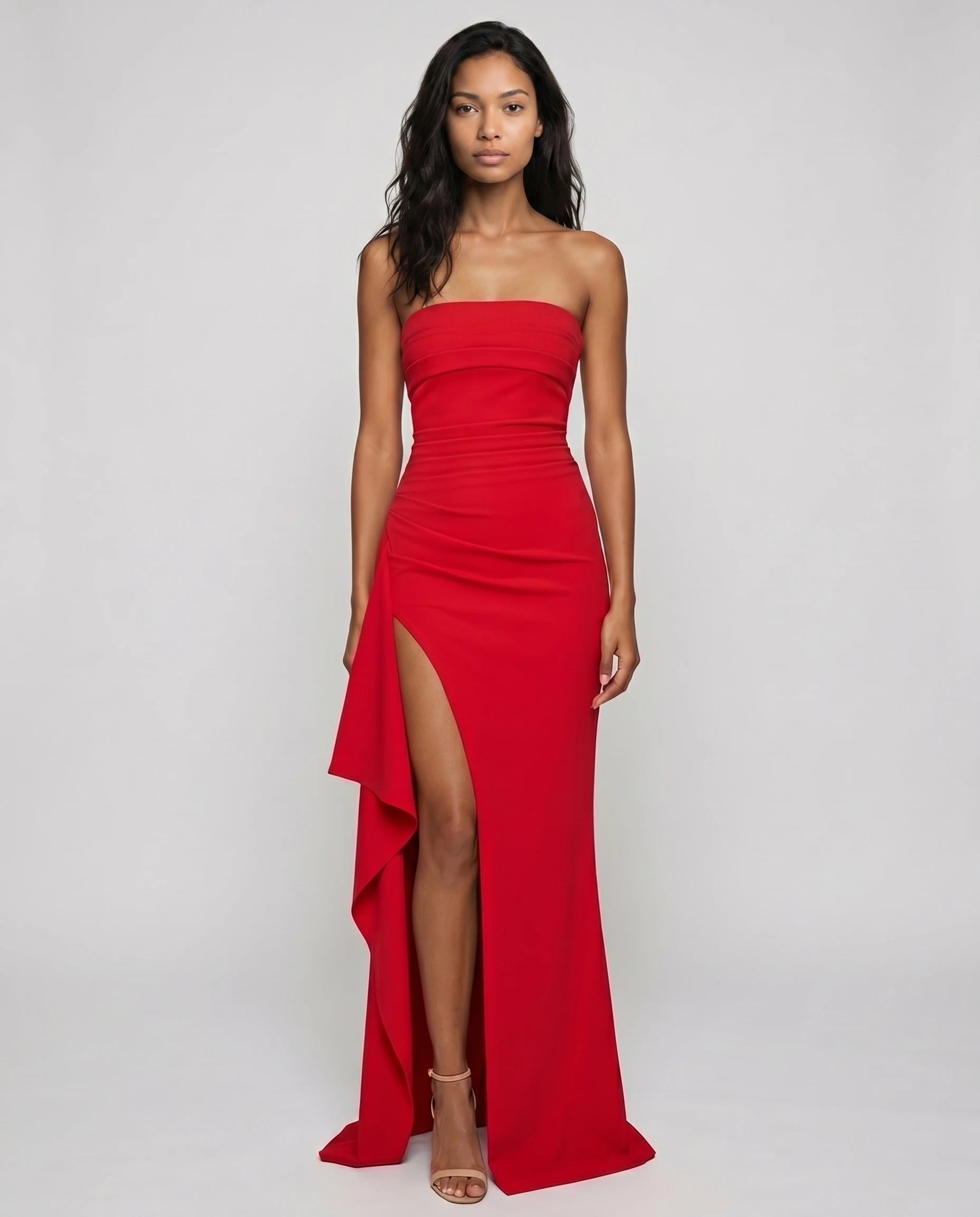 Robe longue bustier rouge