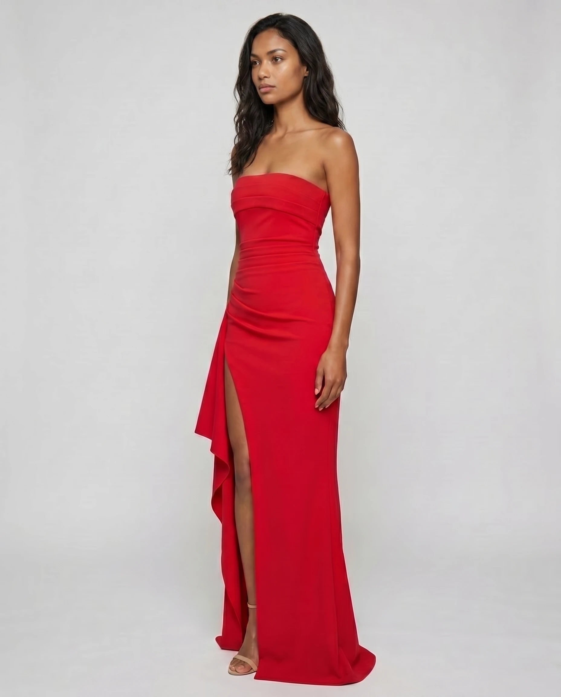 Robe longue bustier rouge