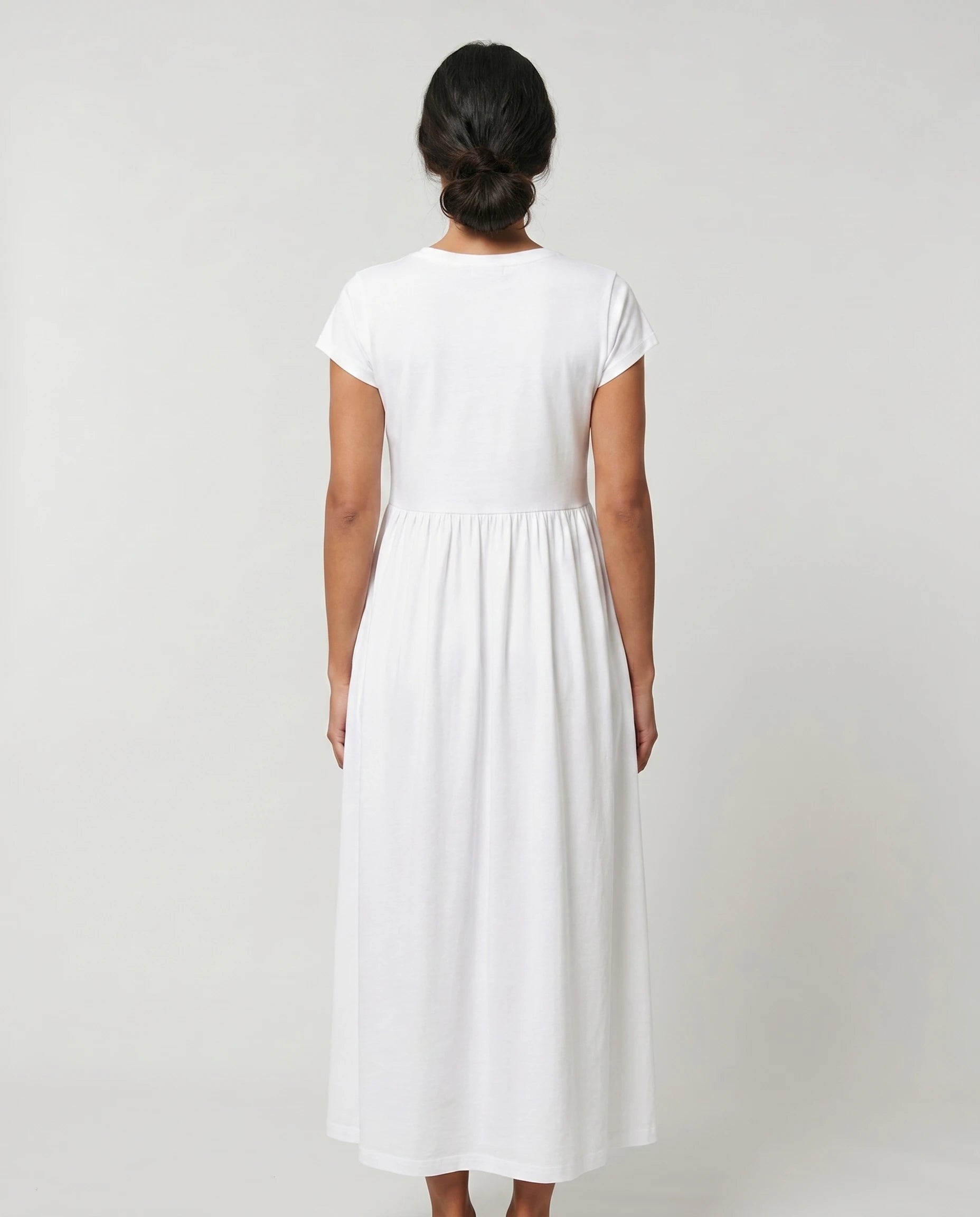 Robe longue en coton blanche, vue de dos - Zolena