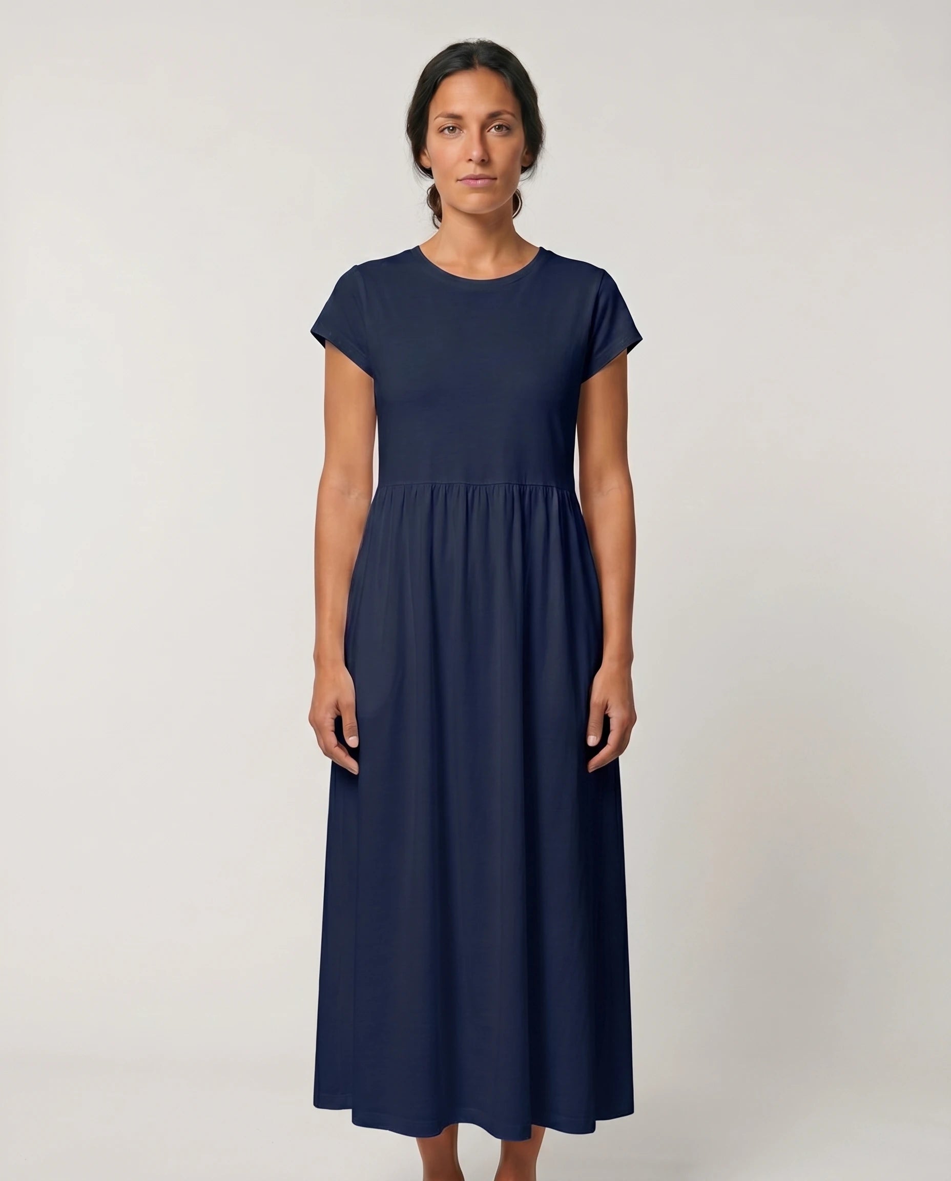 Robe longue en coton bleu marine - Zolena