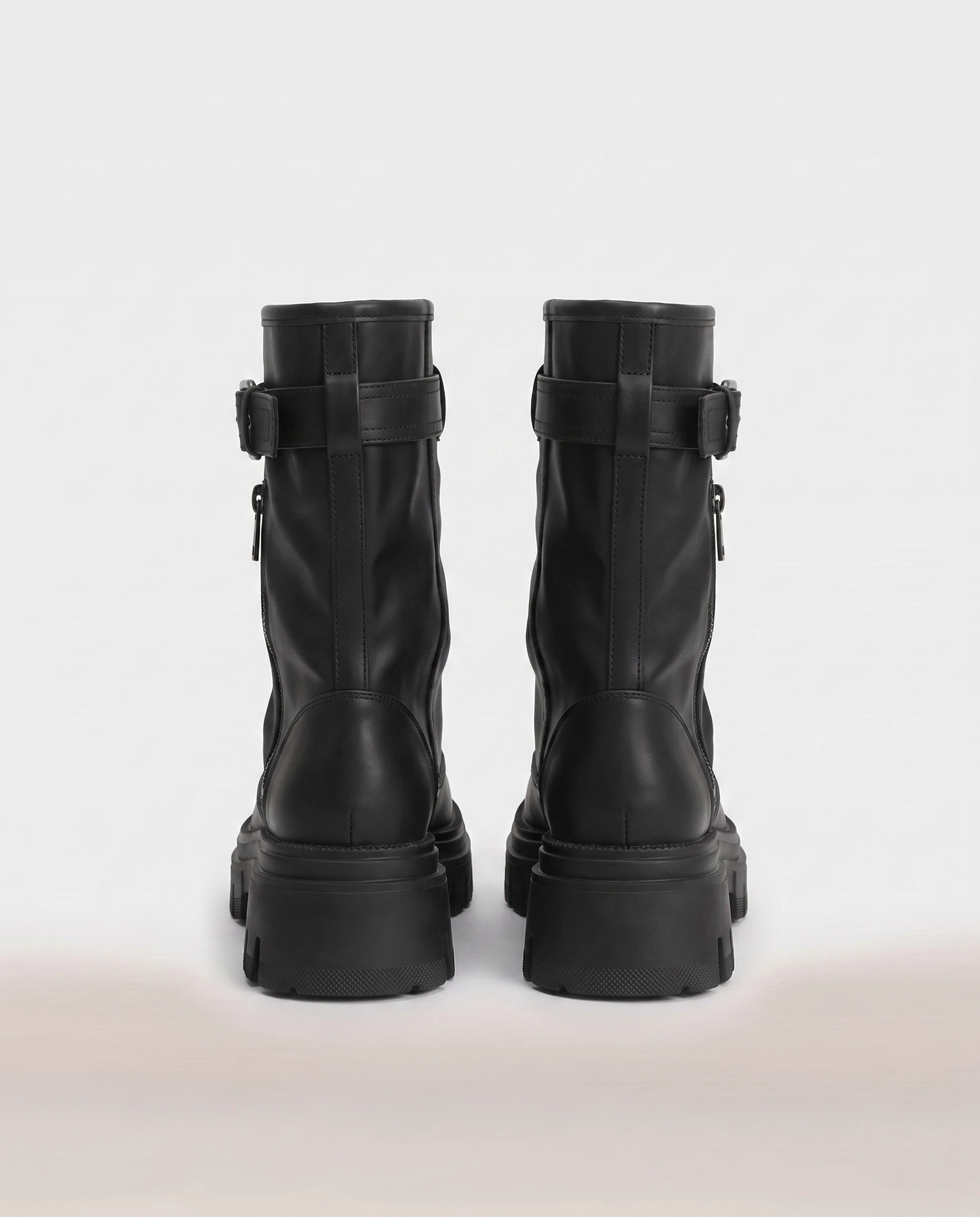 Bottes biker à guêtre superposée Xavière — Noir, packshot vue complémentaire