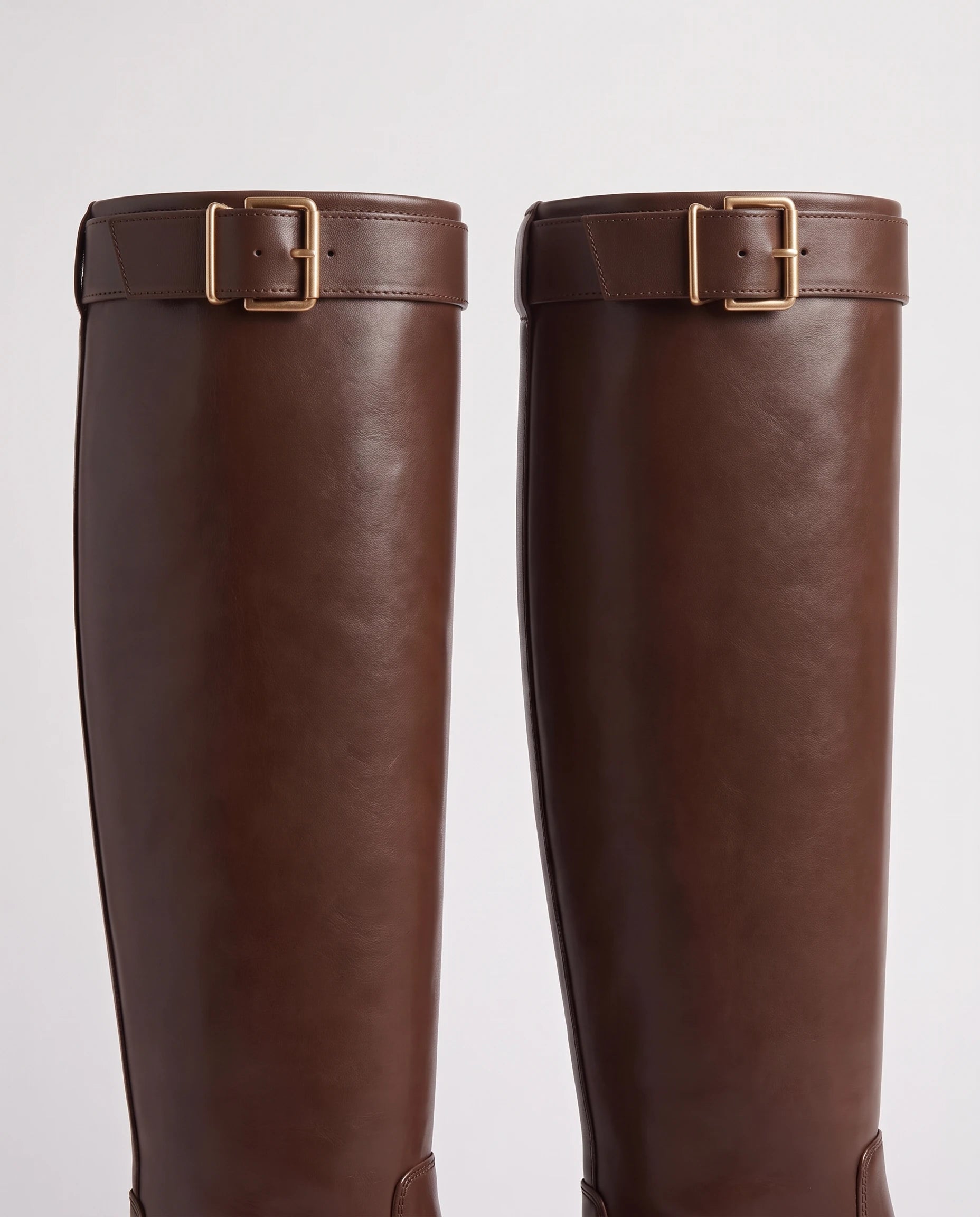Bottes cavalieres a plateforme en simili Radegonde Marron Café — packshot, second angle