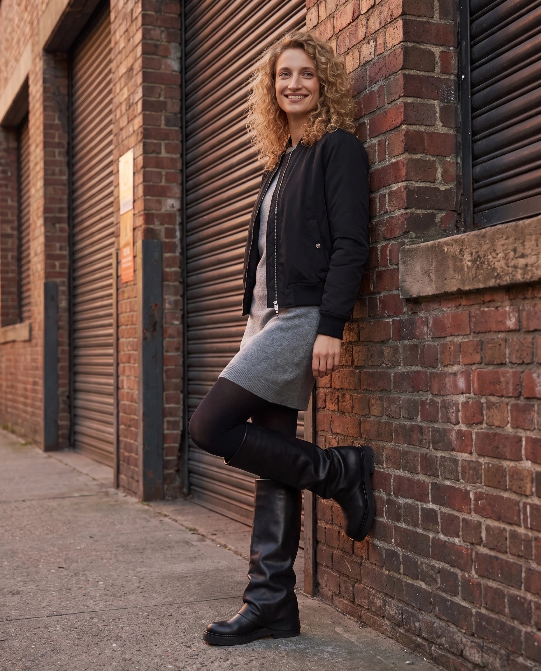 Bottes à guêtre repliée Wanda — Noir, portées en extérieur