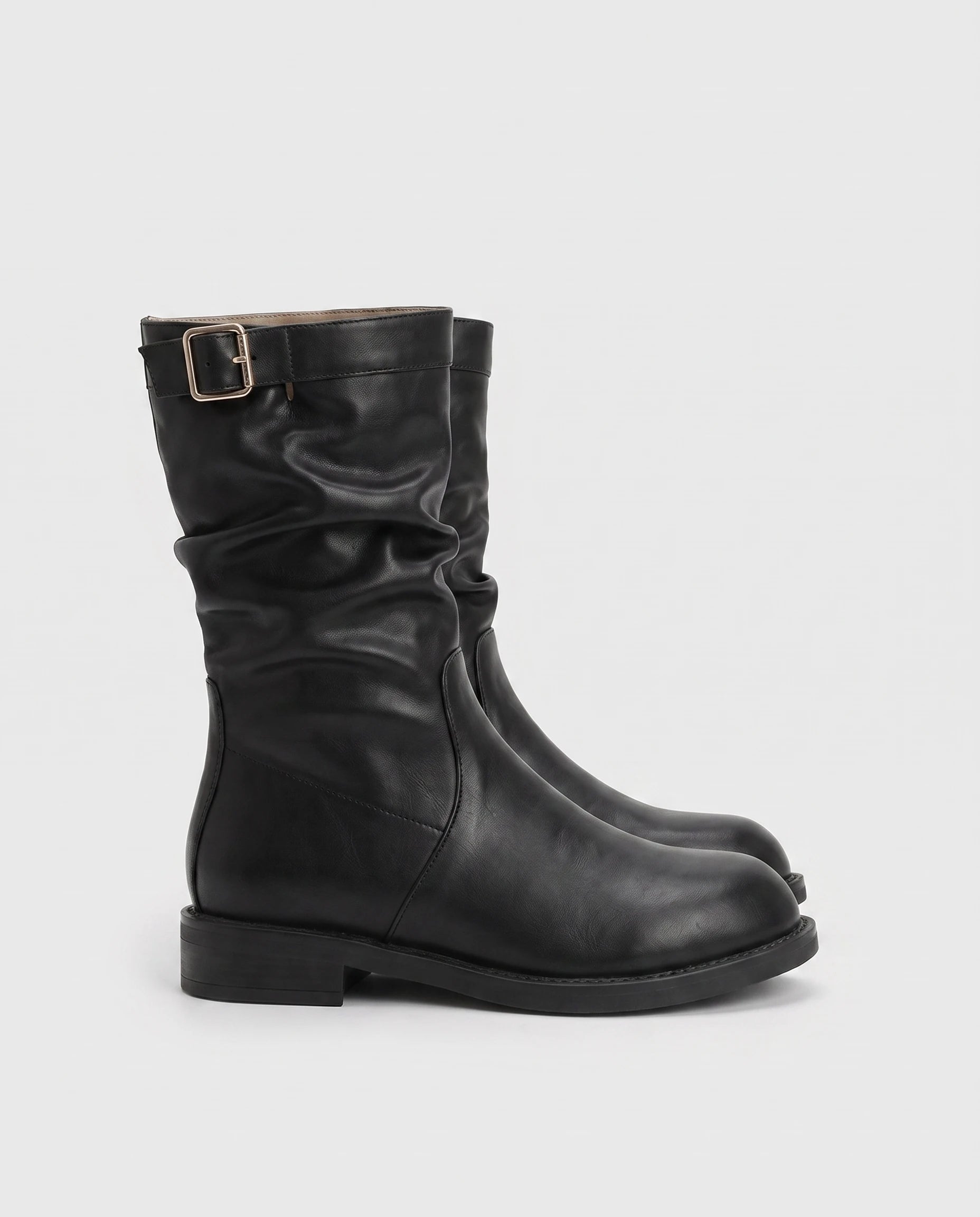 Bottes mi-mollet slouchy en simili Almire Noir — packshot, second angle