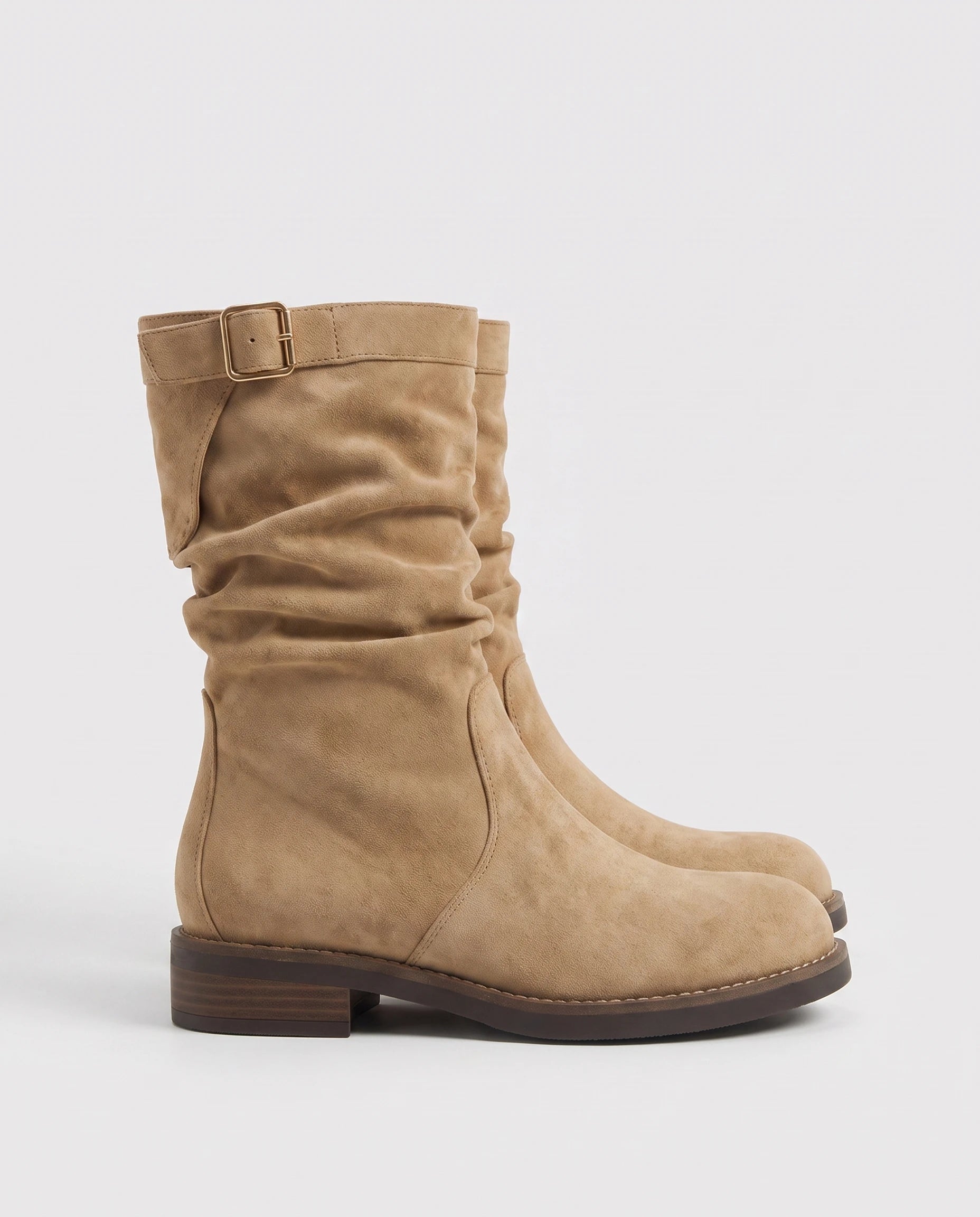 Bottes mi-mollet slouchy en suedine Fulvie Camel — packshot, second angle