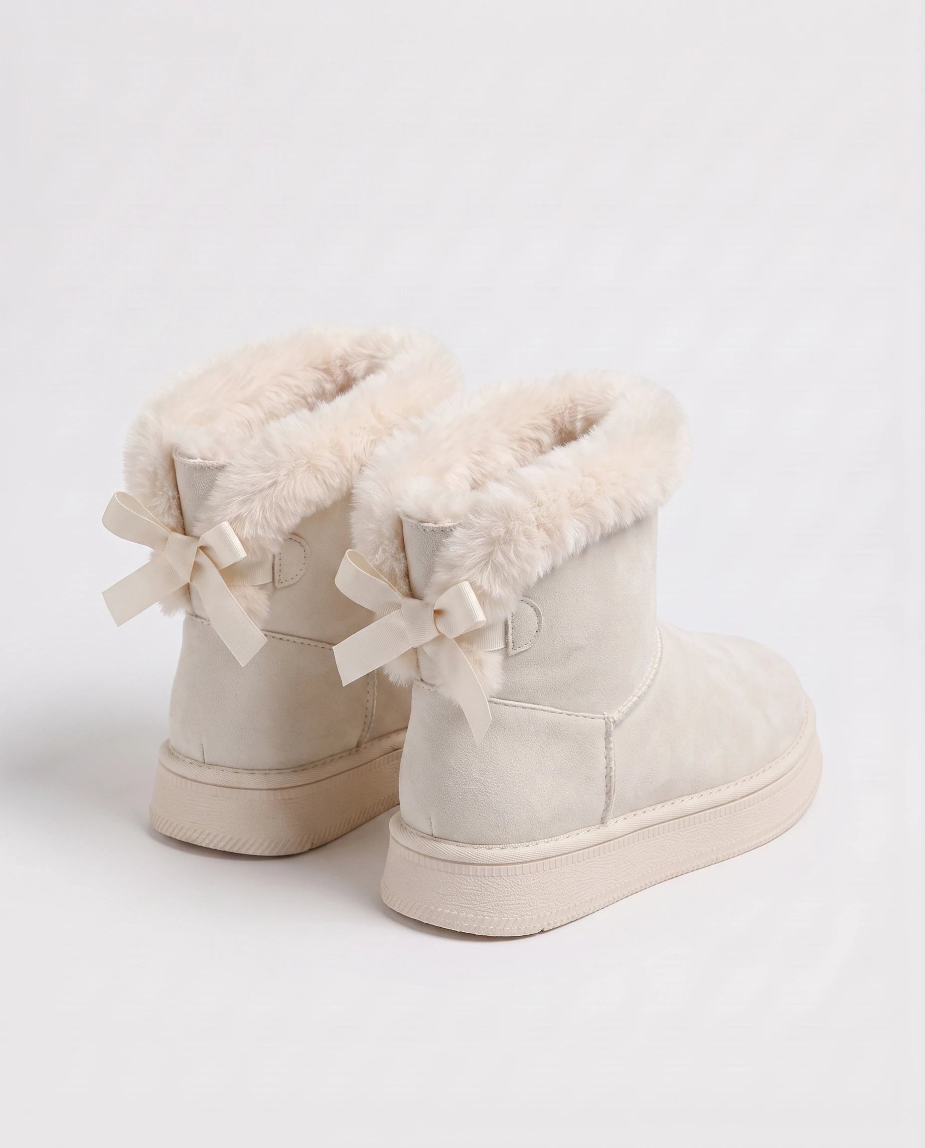 Bottes de neige à nœud et col fourrure Opaline — Blanc, packshot vue complémentaire
