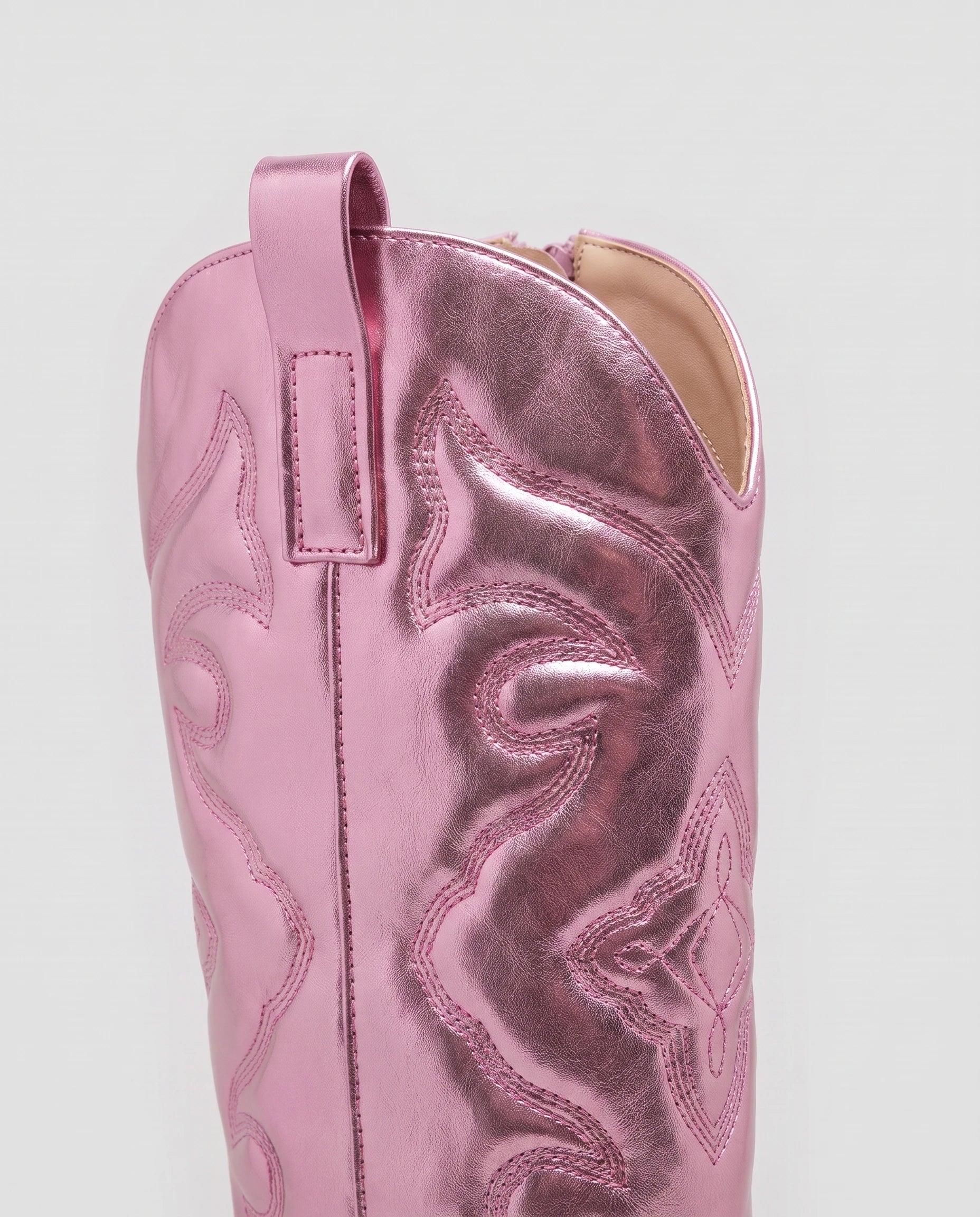 Bottes santiags mi-mollet en simili Artémise Rose Bonbon — packshot, second angle