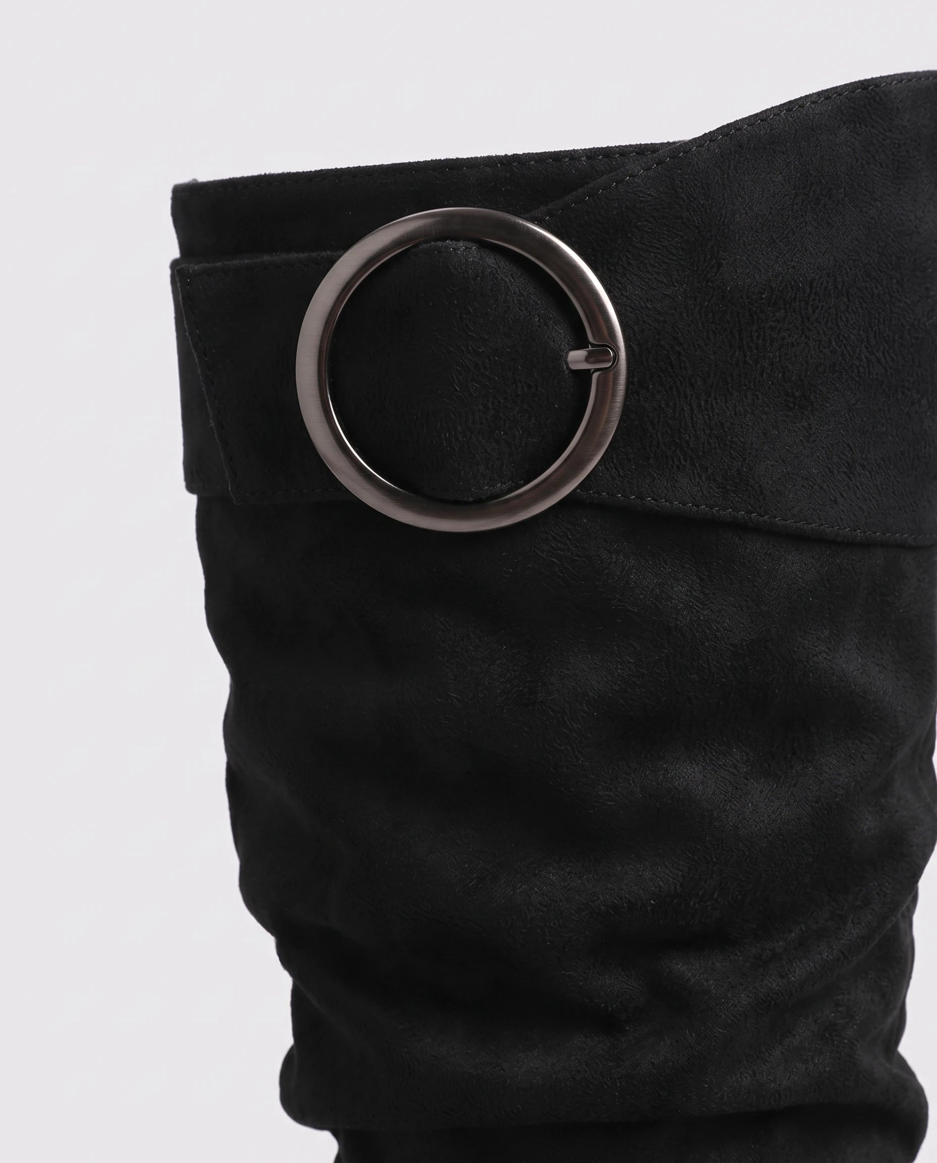 Bottes slouchy à boucles anneau en suédine Isadora — Noir, packshot vue complémentaire