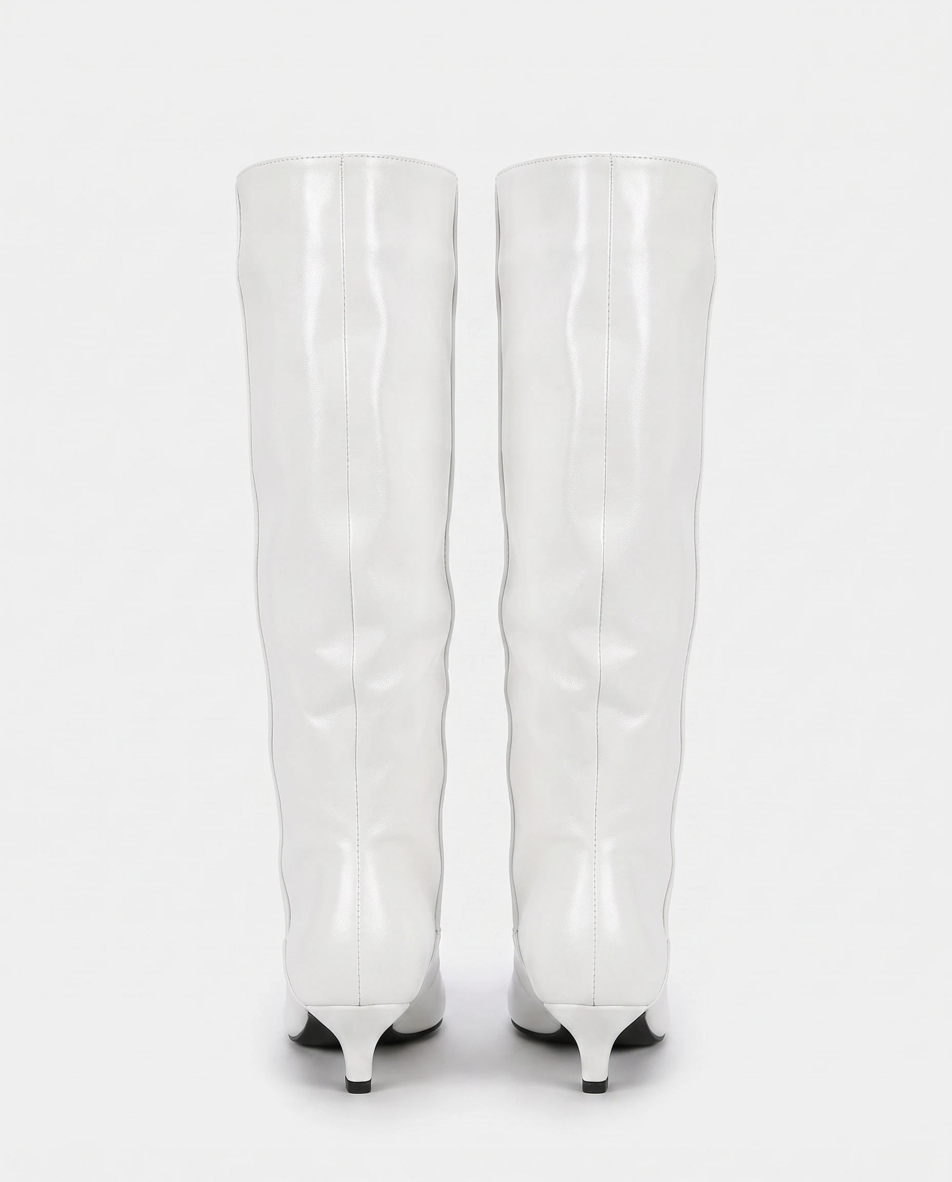 Bottes souples à petit talon en simili Paulette — Blanc, packshot vue complémentaire