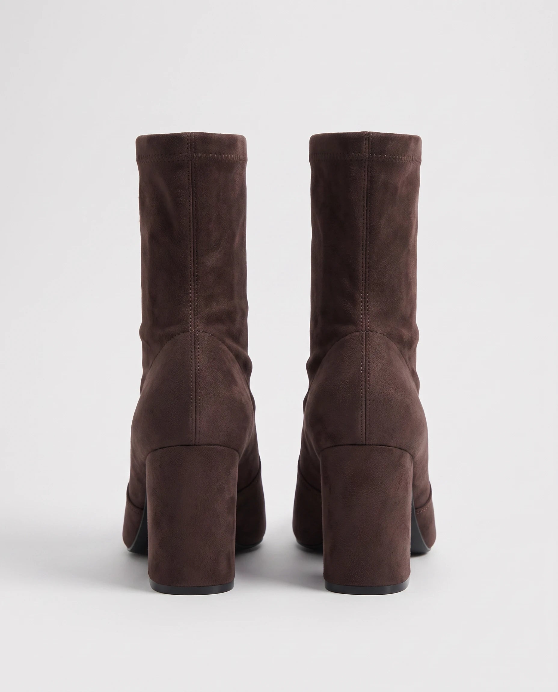Bottines chaussette en suédine à talon bloc Dorothée — Brun, packshot vue complémentaire