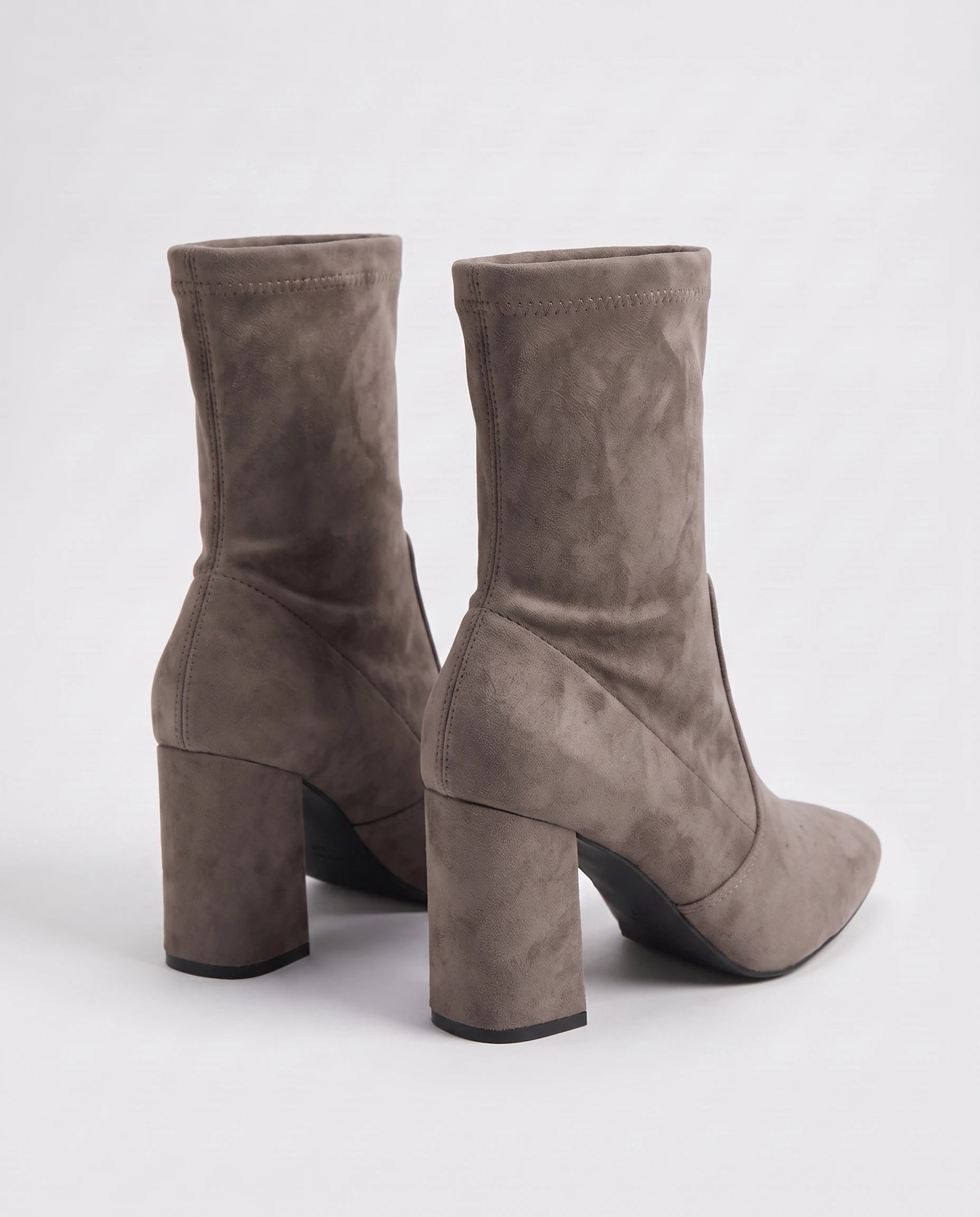 Bottines chaussette en suédine à talon bloc Dorothée — Taupe, packshot vue complémentaire