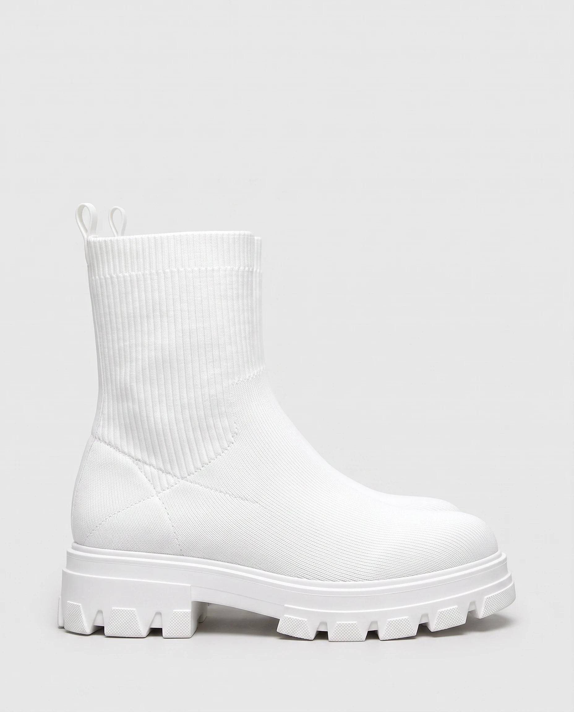 Bottines chaussettes à plateforme Antoinette — Blanc, vue de profil, hauteur de plateforme