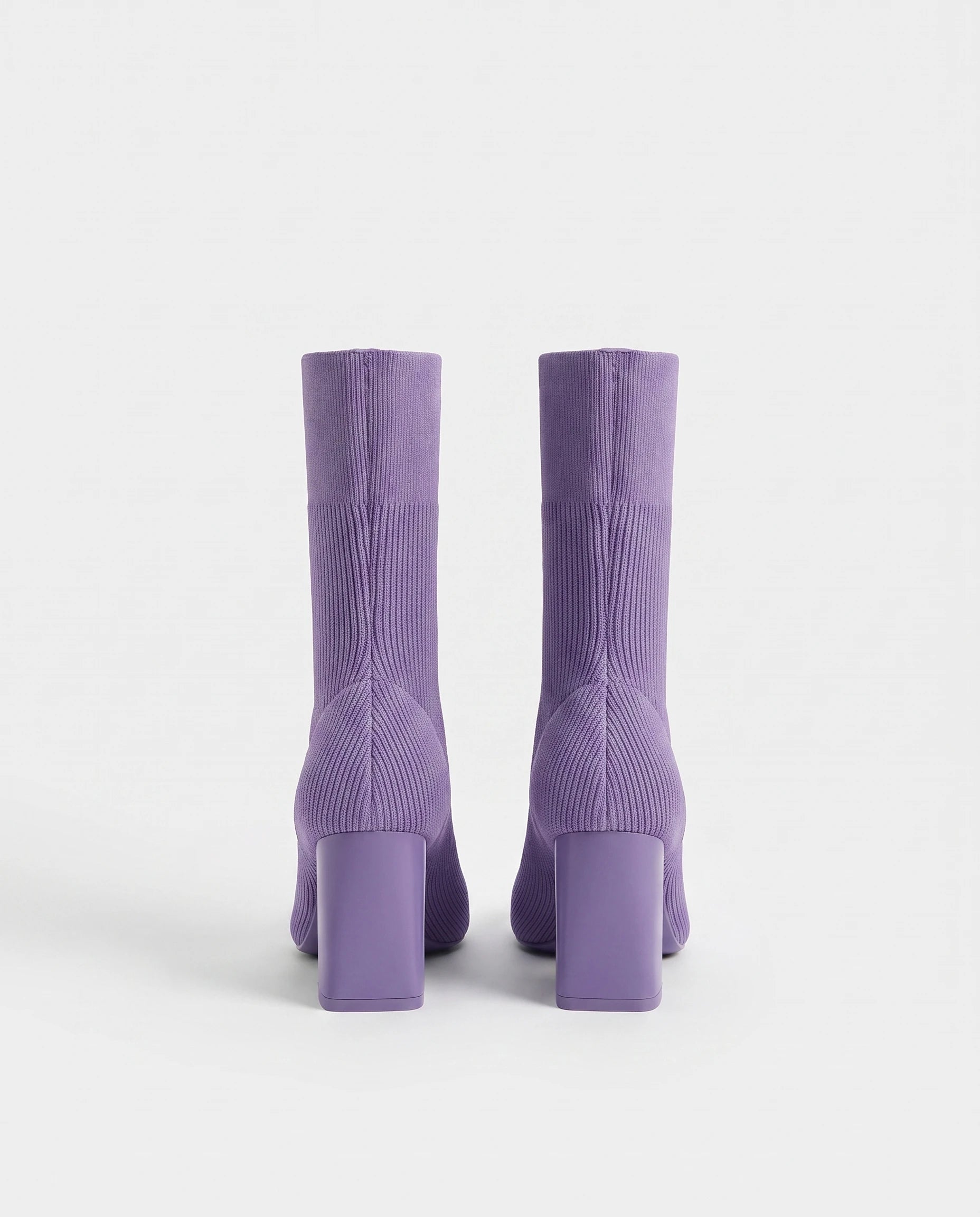 Bottines chaussettes en maille a talon haut Adelphine Améthyste — packshot studio