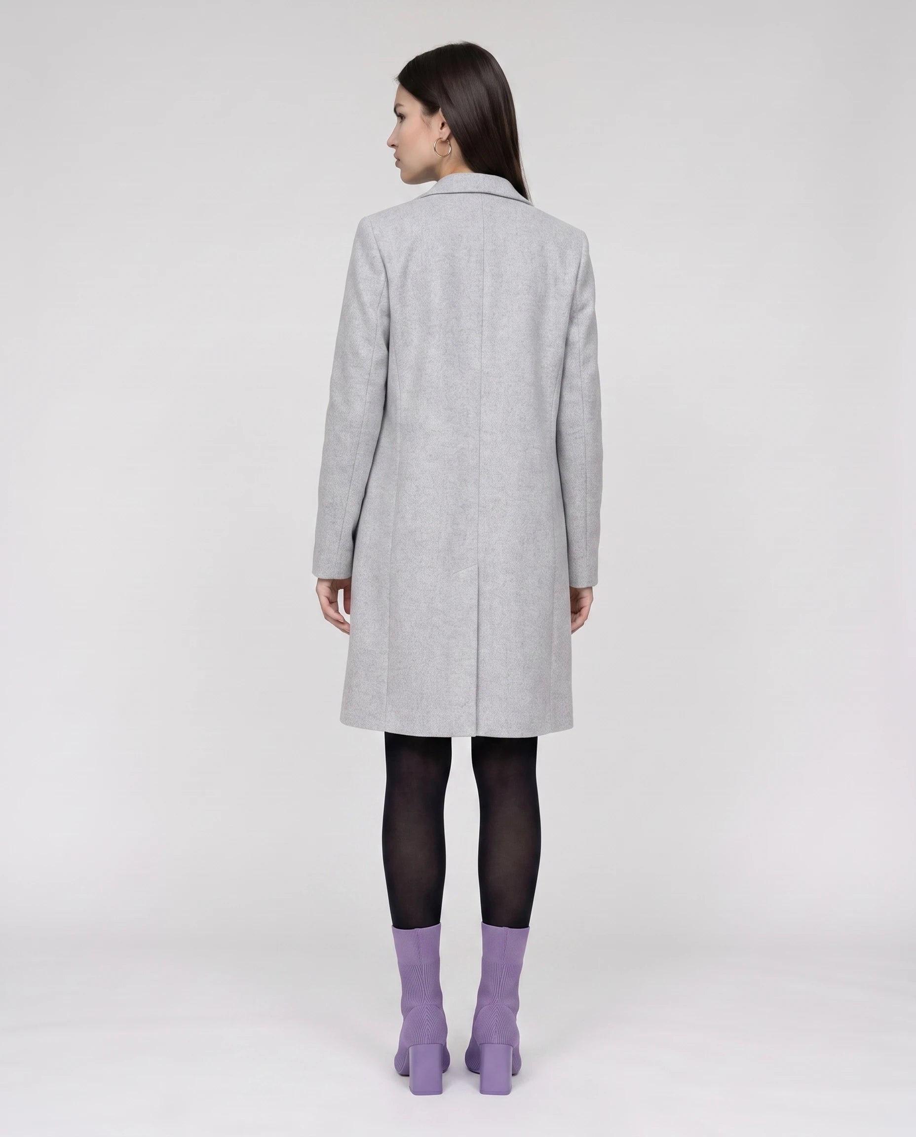 Bottines chaussettes en maille a talon haut Adelphine Améthyste — portées en pied