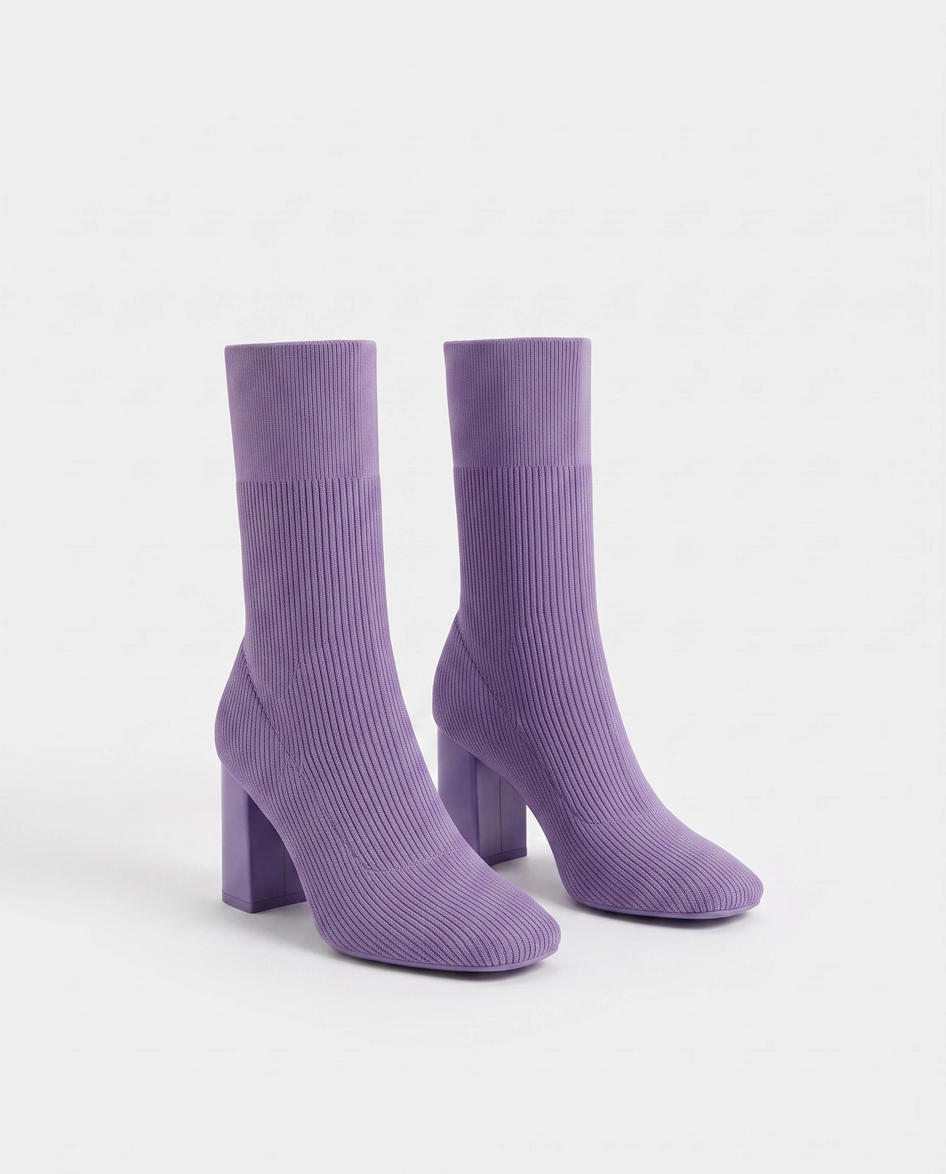 Bottines chaussettes en maille a talon haut Adelphine Améthyste — packshot, second angle