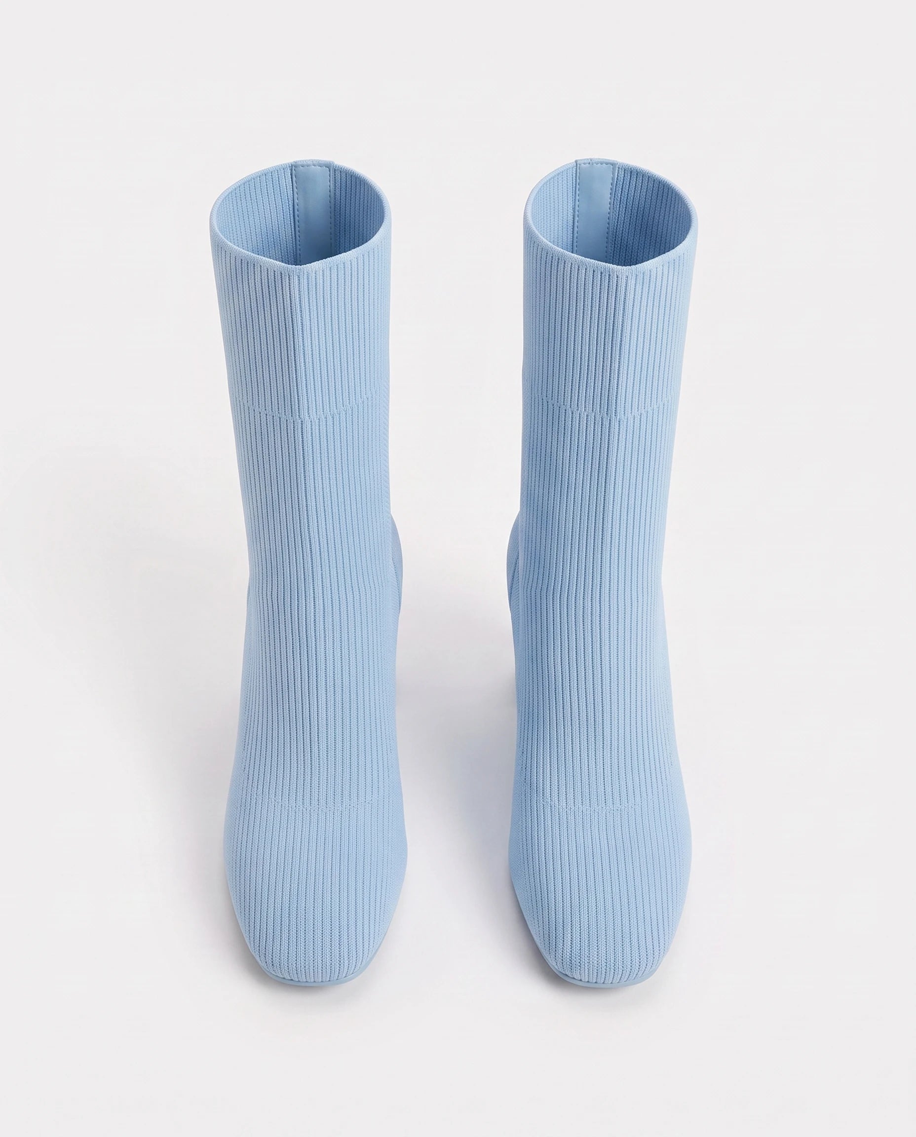 Bottines chaussettes en maille a talon haut Adelphine Bleu Ciel — packshot, second angle