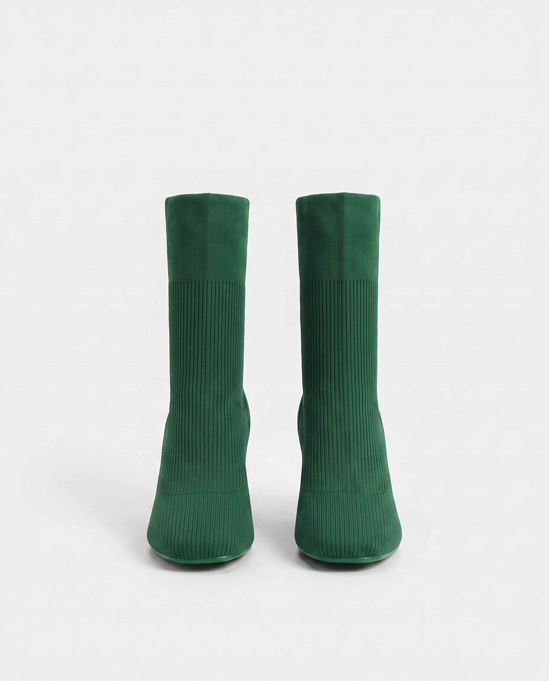 Bottines chaussettes en maille a talon haut Adelphine Vert Sapin — packshot, second angle
