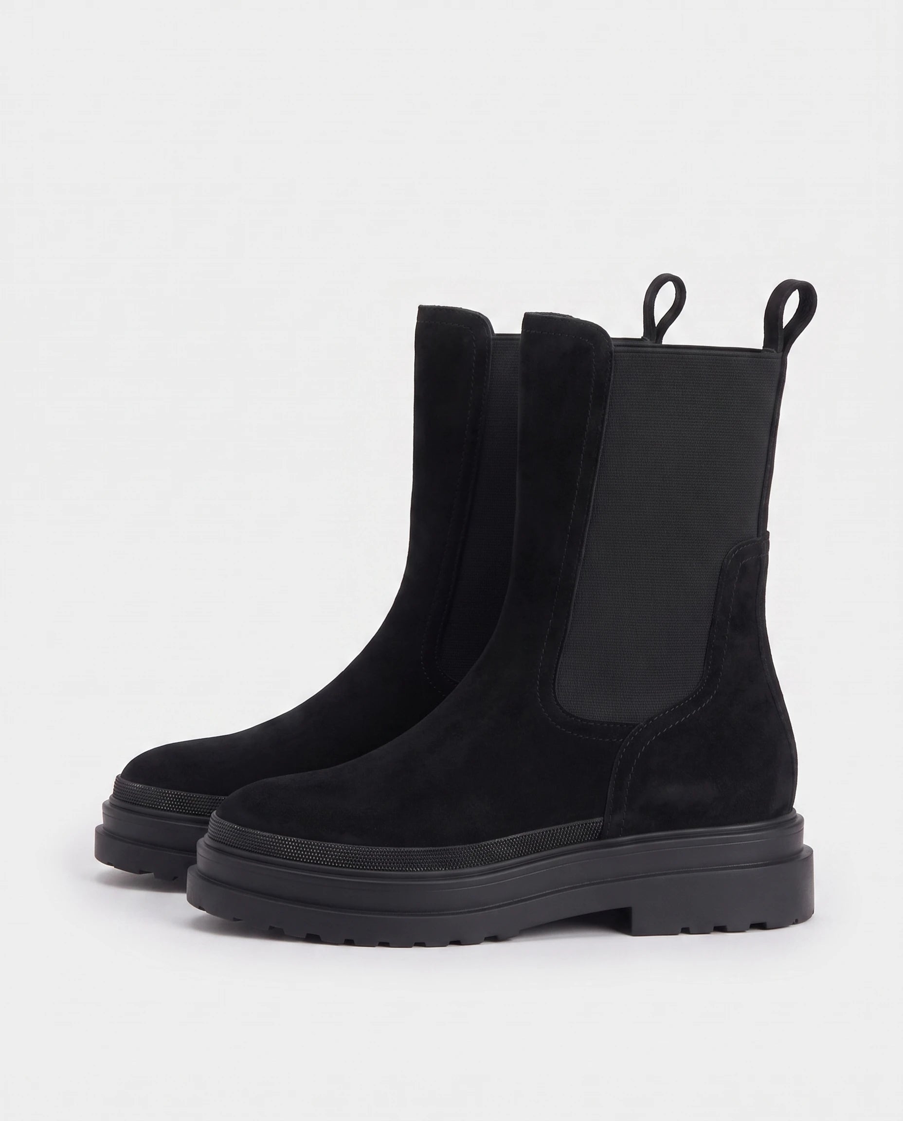 Bottines chelsea en suédine Améline — Noir, paire vue de profil studio