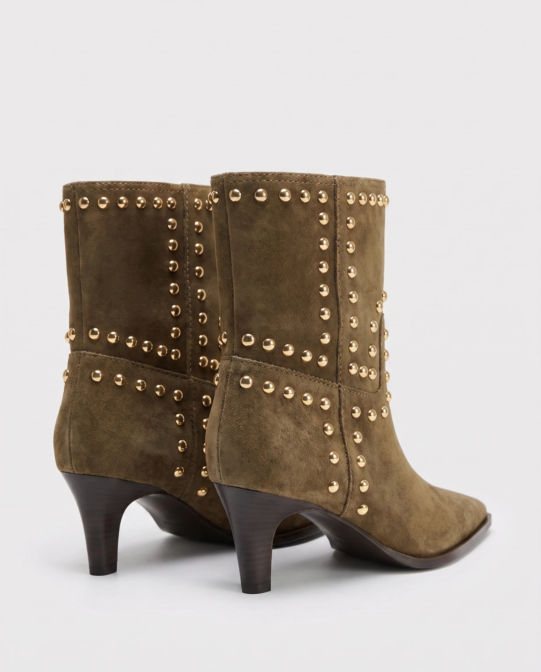 Bottines cloutées en suédine Armande — Kaki, packshot vue complémentaire