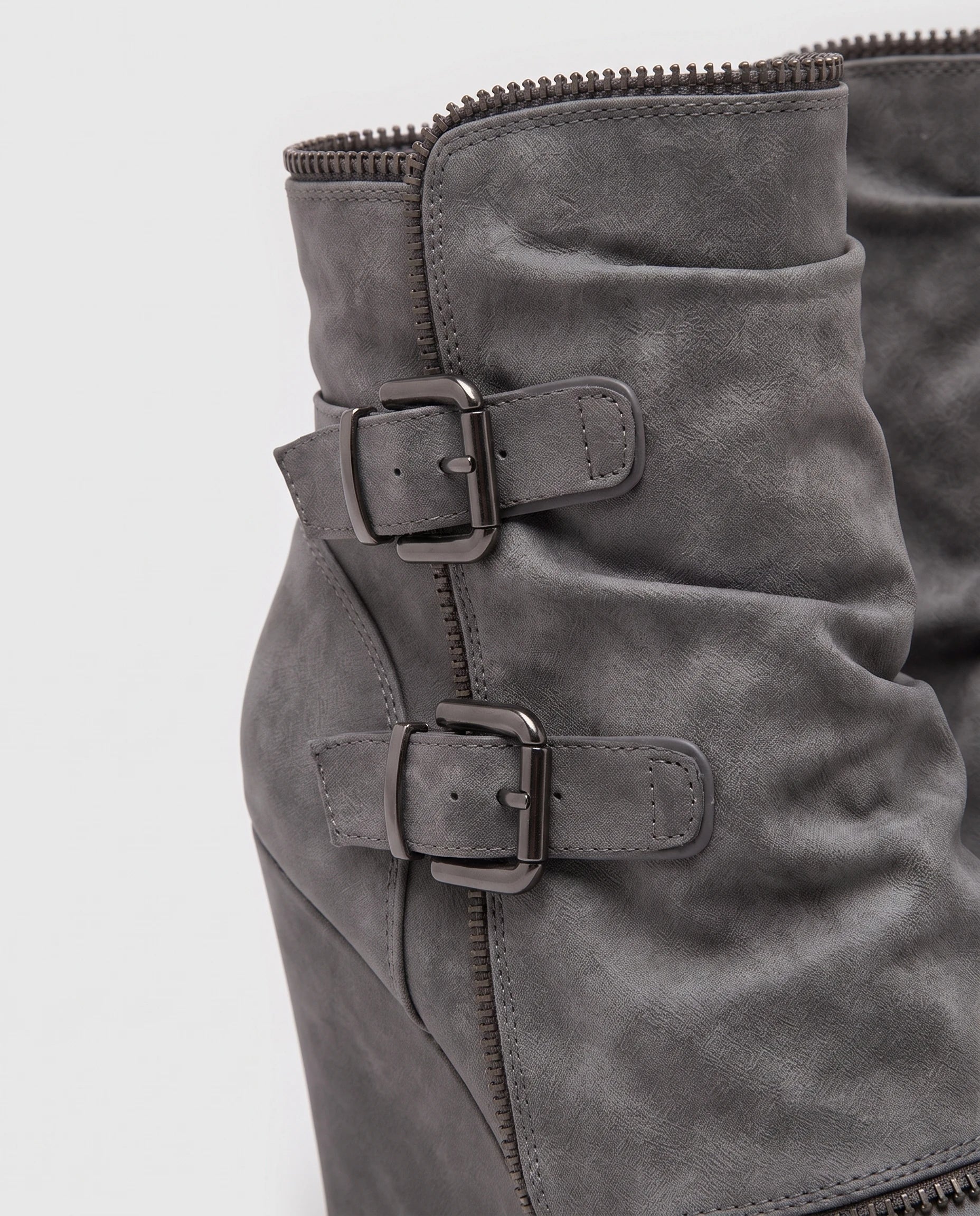 Bottines compensées à boucles en suédine Ermeline — Gris, packshot vue complémentaire