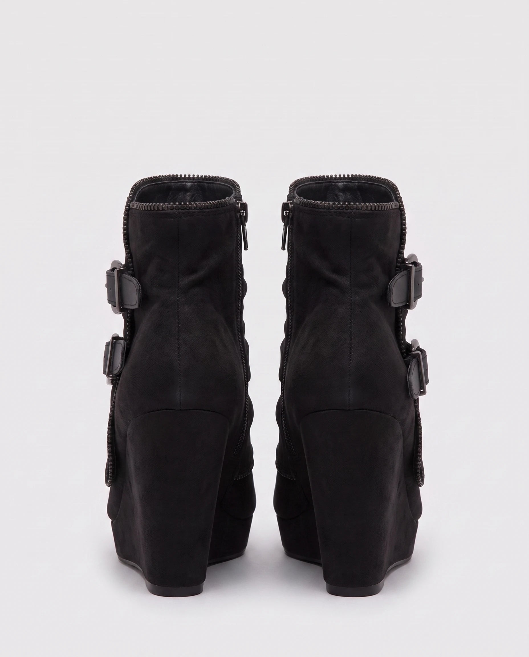 Bottines compensées à boucles en suédine Ermeline — Noir, packshot vue complémentaire