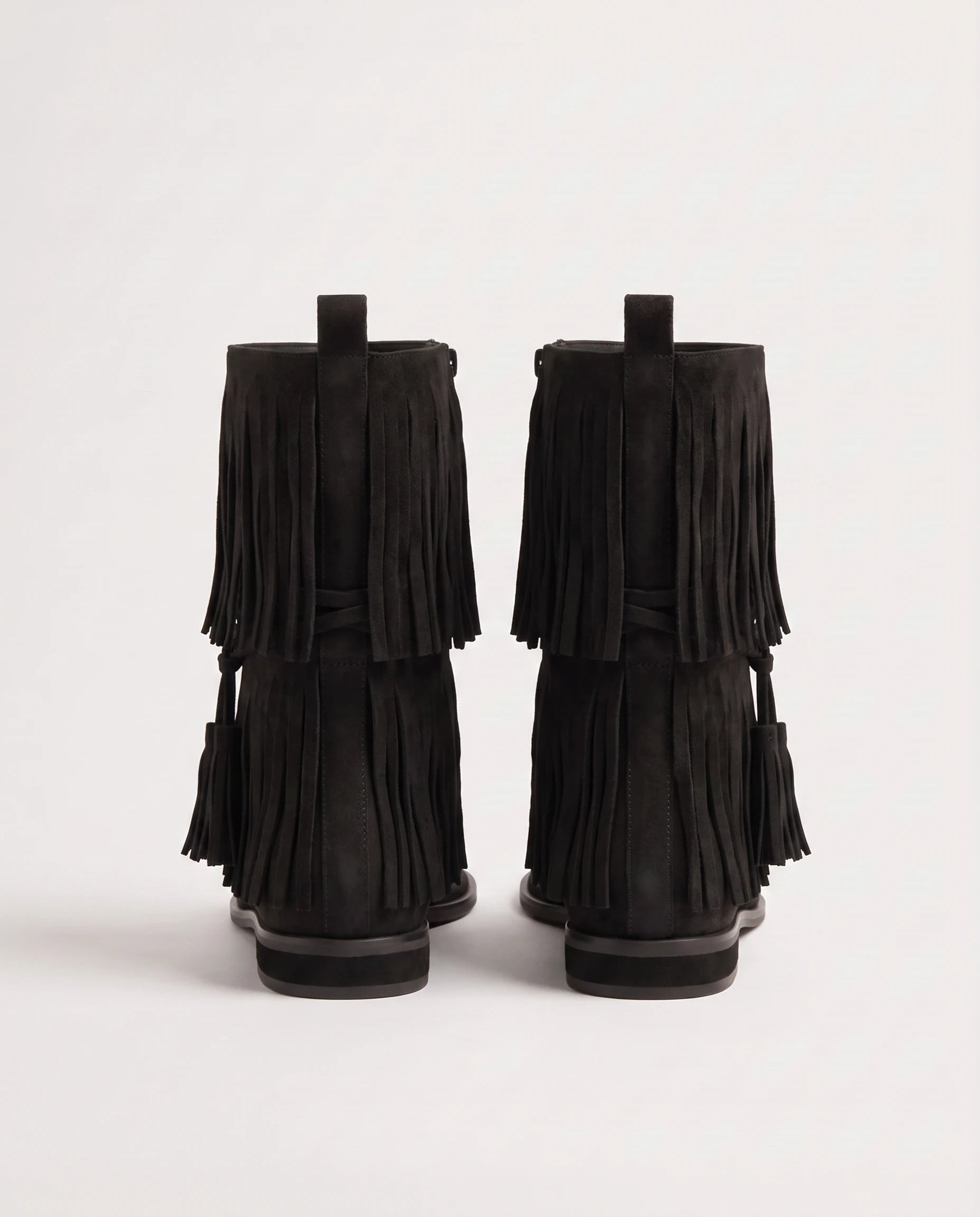 Bottines gladiateur à franges en suédine Vianne — Noir, packshot vue complémentaire