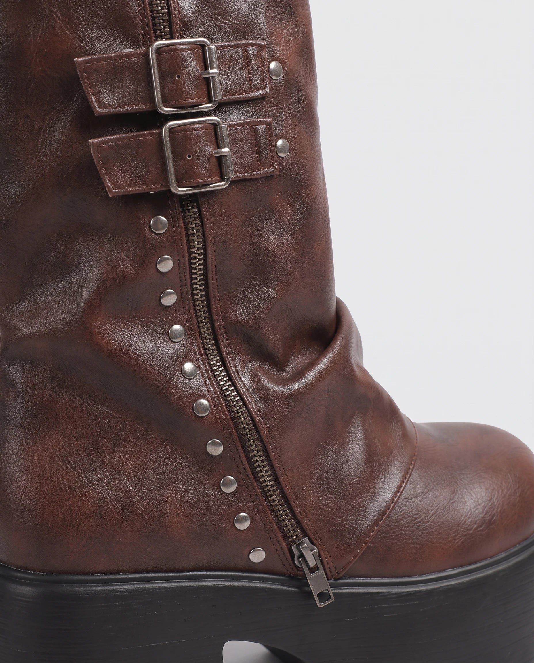 Bottines plateforme à guêtre zippée Urielle — Brun, packshot vue complémentaire