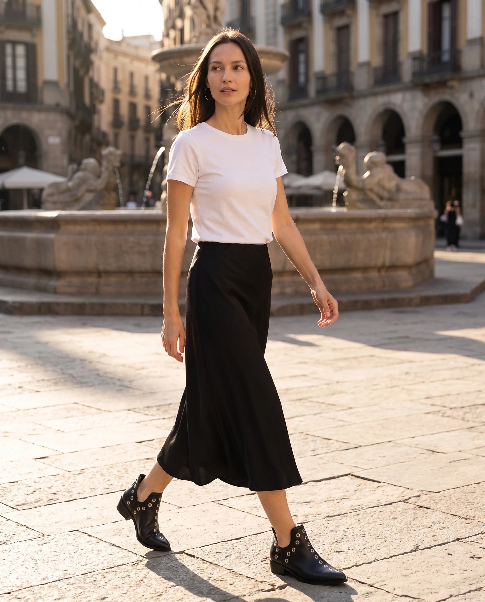 Bottines western à œillets cloutés Azélie — Noir, portées en situation